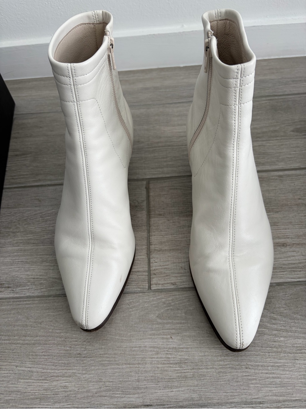 Maje White Leather Ankle Boots